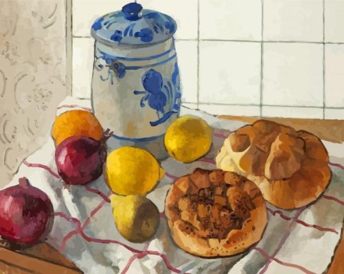 Still Life Bread And Fruit Paint By Numbers