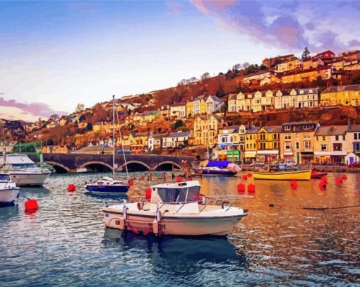 Sunset At Looe Harbour Paint By Number