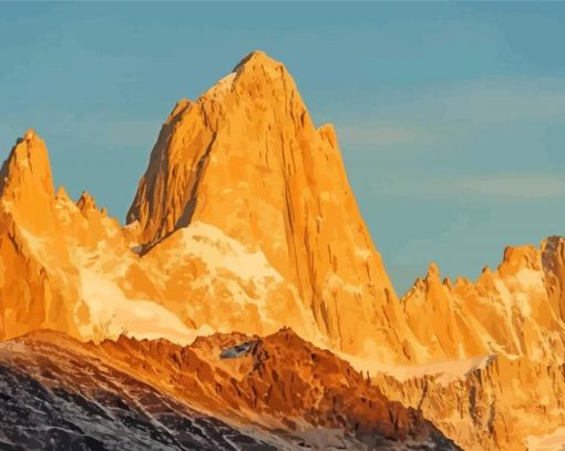 Sunset In Fitz Roy Mountain In South America Paint By Number