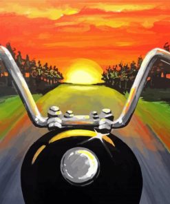 Sunset Motorbike Driver Paint By Numbers