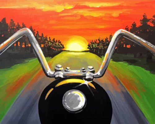 Sunset Motorbike Driver Paint By Numbers