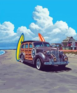 The Woodie Car On Beach Paint By Numbers