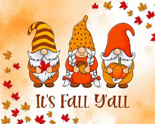 Three Fall Gnomes Paint By Numbers