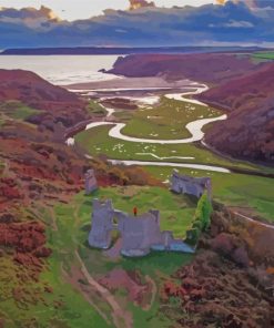 Three Cliffs Bay Swansea Beach Paint By Numbers