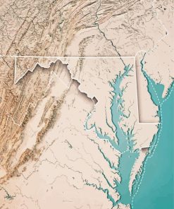 Topography Map Of The Chesapeake Bay Paint By Numbers