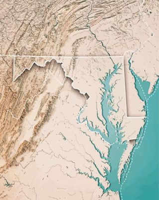 Topography Map Of The Chesapeake Bay Paint By Numbers