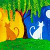 Tree Night And Day Cats Art Paint By Numbers