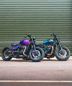 Two Triumph Motorcycles Paint By Number