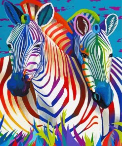 Two Colorful Zebra Animal Paint By Numbers