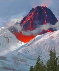 Volcano And Snow Art Paint By Numbers