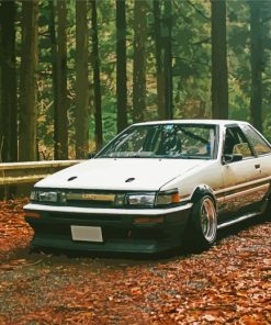 White Ae86 In The Forest Paint By Numbers