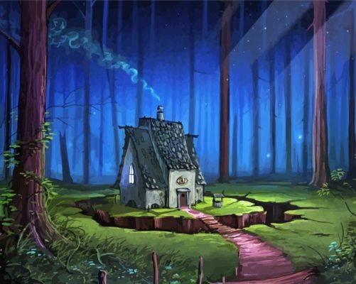 Wizards Cottage In Forest Paint By Numbers