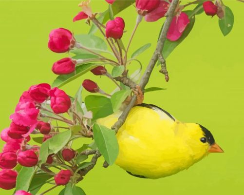 Yellow Bird And Flowers Paint By Numbers