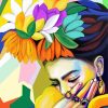 Abstract Lady With Flowers In Hair Paint By Numbers