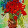 Abstract Vase With Red Poppies Paint By Numbers