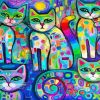 Abstract Rainbow Cats Animals Paint By Numbers