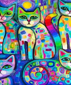 Abstract Rainbow Cats Animals Paint By Numbers