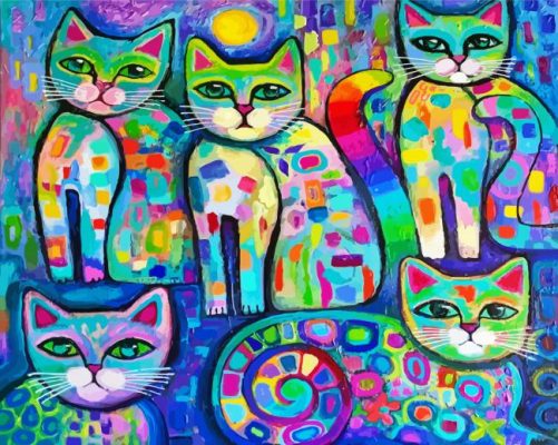 Abstract Rainbow Cats Animals Paint By Numbers