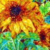 Abstract Sunflowers Paint By Numbers