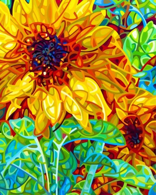 Abstract Sunflowers Paint By Numbers