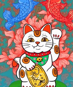 Adorable Chinese Lucky Cat Paint By Numbers