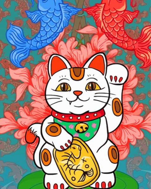 Adorable Chinese Lucky Cat Paint By Numbers