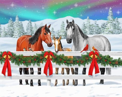 Aesthetic Christmas Horse Paint By Numbers