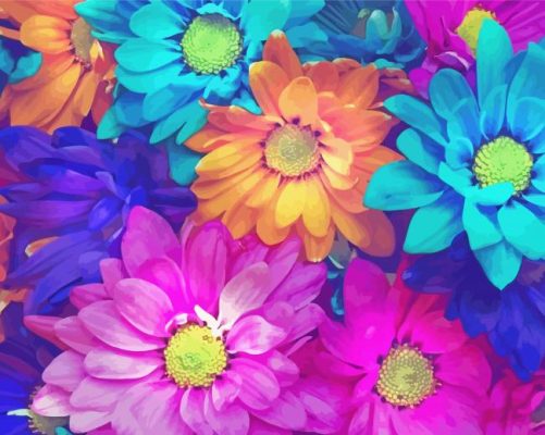 Aesthetic Colorful Daisy Paint By Numbers