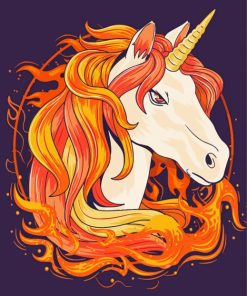 Aesthetic Fire Unicorn Paint By Numbers