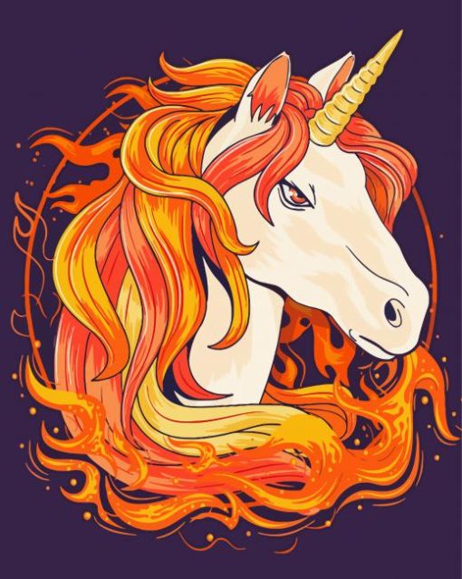 Aesthetic Fire Unicorn Paint By Numbers