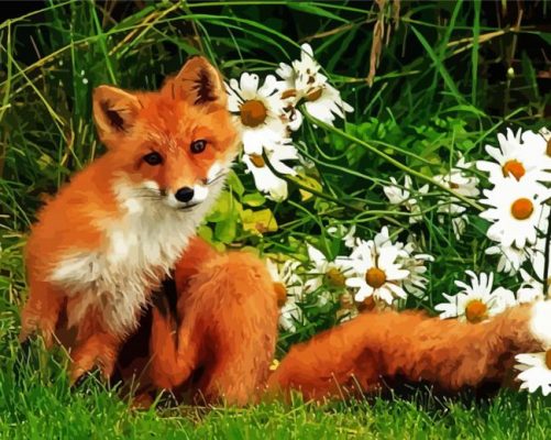 Aesthetic Fox In Flowers Animal Paint By Numbers