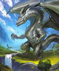 Aesthetic Silver Dragon Paint By Numbers