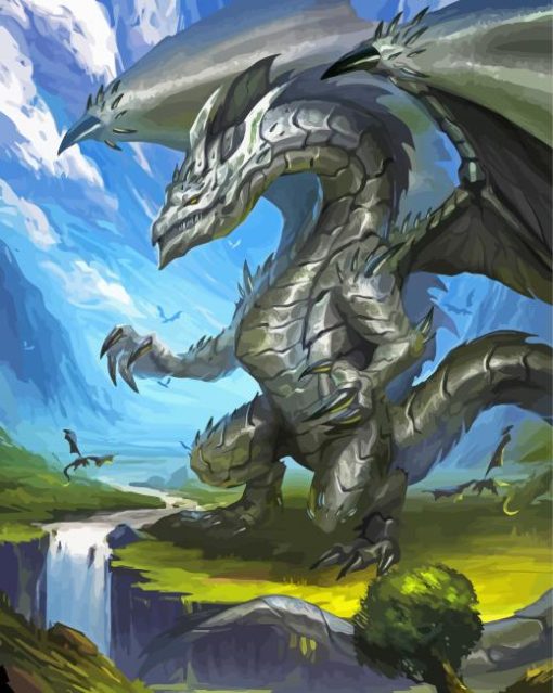 Aesthetic Silver Dragon Paint By Numbers