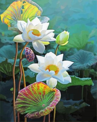 Aesthetic White Lotus Blossom Paint By Numbers