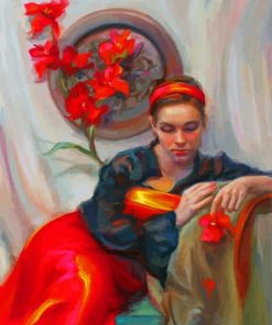 Aesthetic Woman In Red Dress Paint By Numbers