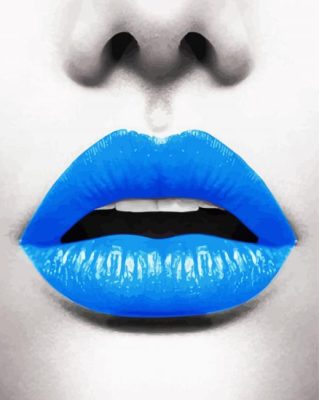 Aesthetic Blue Lips Paint By Numbers