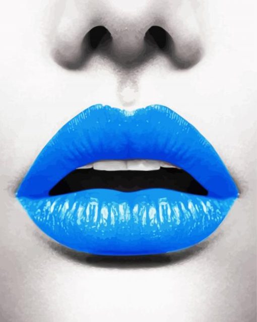 Aesthetic Blue Lips Paint By Numbers