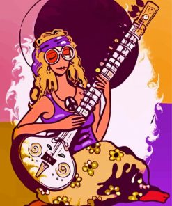 Aesthetic Hippie Girl Guitar Paint By Numbers