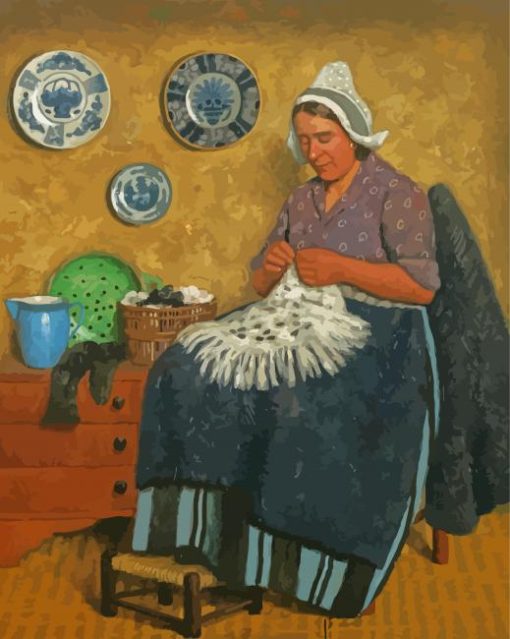 Aesthetic Knitting Woman Paint By Numbers