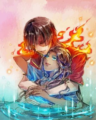 Anime Fire And Water Art Paint By Numbers