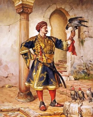 Arabian Man With Hawk Eagle Paint By Numbers