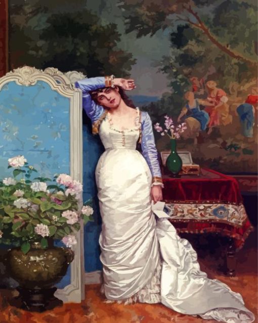 Auguste Toulmouche Young Woman In An Interior Paint By Numbers