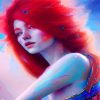 Beautiful Anime Lady With Red Hair Paint By Numbers