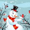 Birds Bullfinch And Snowman Paint By Numbers