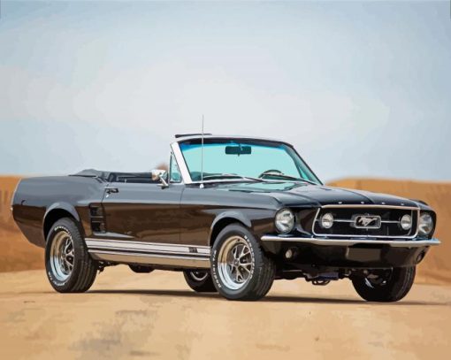 Black 1967 Ford Mustang Convertible Paint By Numbers