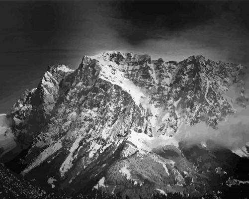 Black And White Zugspitze Paint By Numbers