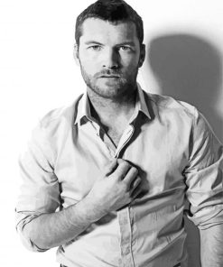 Black And White Sam Worthington Actor Paint By Numbers