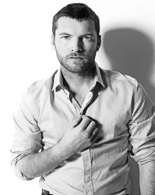 Black And White Sam Worthington Actor Paint By Numbers