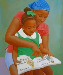 Black Mother Teaching Her Daughter Paint By Numbers