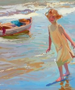 Blonde Little Girl In Beach Joaquin Sorolla Paint By Numbers